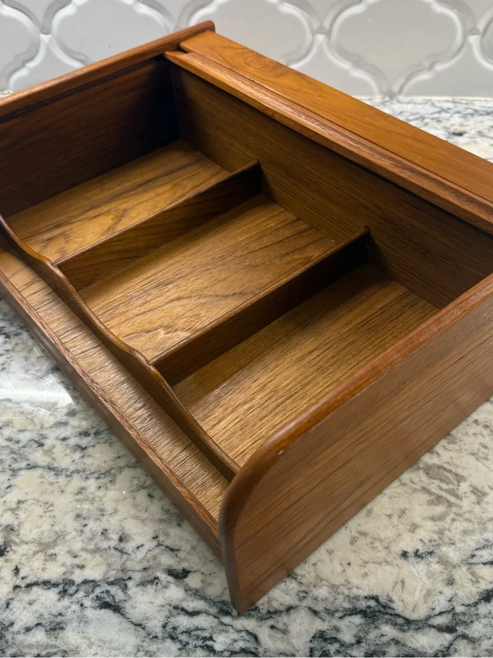 VTG Oak Wood Tambour Roll Top Desk Organizer Mail Sorter ALS Industries MCM